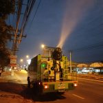 องค์การบริหารส่วนจังหวัดปทุมธานี​ ฉีดพ่นละอองฝอย เพื่อลดปริมาณฝุ่น​ PM​ 2.5