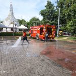 นายก อบจ.ปทุมธานี มอบหมายให้เจ้าหน้าที่กองป้องกันและบรรเทาสาธารณภัยนำรถน้ำดับเพลิงดำเนินการล้างทำความสะอาดบริเวณศาลหลักเมืองจังหวัดปทุมธานี เตรียมความพร้อมการจัดพิธีกราบสักการะพระปทุมธรรมราชและบวงสรวงศาลหลักเมืองจังหวัดปทุมธานี ประจำปี 2568